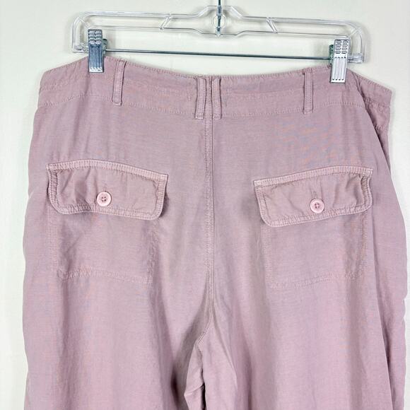 Anthropologie Pilcro Linen Blend High Waisted Wide Leg Utility Silky Cargo Pants - Picture 12 of 13